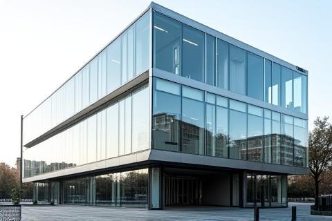 Sleek, modern glass building exterior.